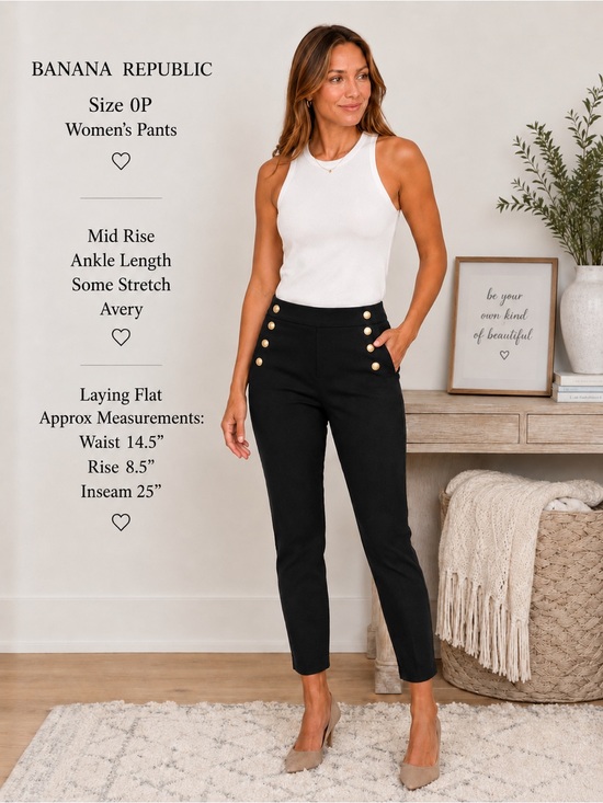 Banana Republic Pants - NWT $98 Banana Republic Avery pants Mid rise ankle 0P similar to sz 6 black